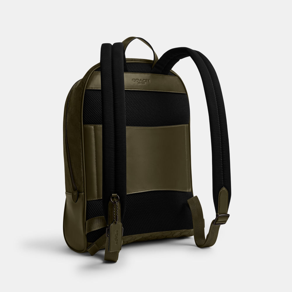 Mochila Theo Signature Jacquard Coach Verde - coach